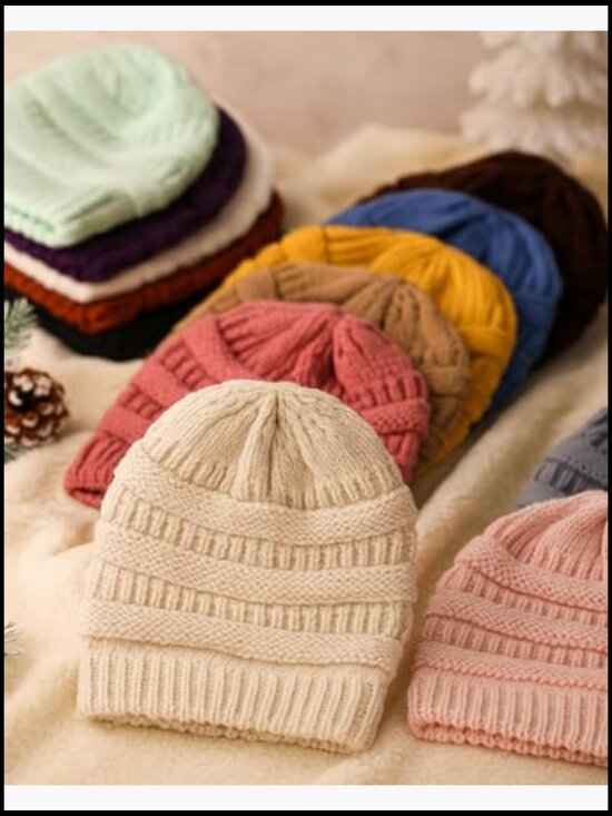 Warm Slouchy Knit Beanies - Acrylic Winter Hats